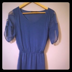 The Limited blue, short-sleeve dress; tie waist